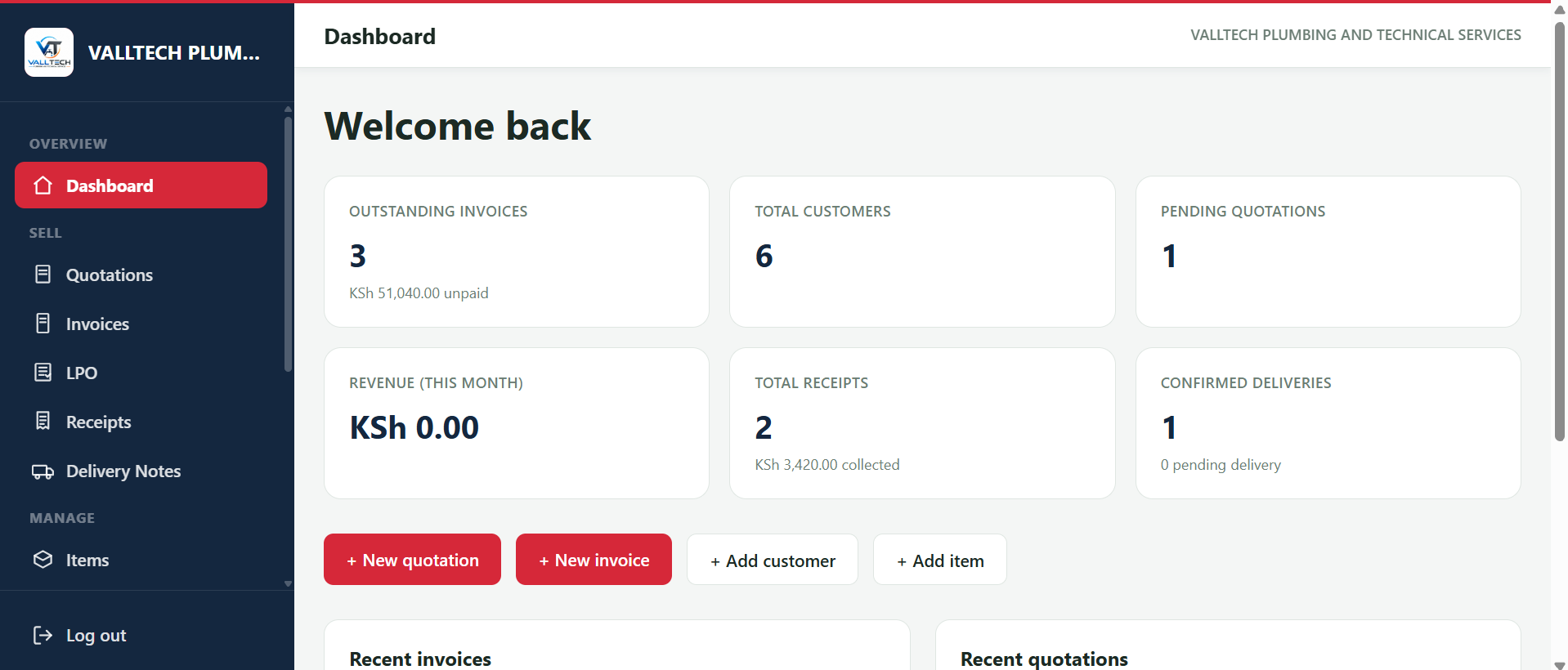 DNS Ledgerly - Invoicing Tool screenshot 2, built by DevNovaTech Nairobi Kenya