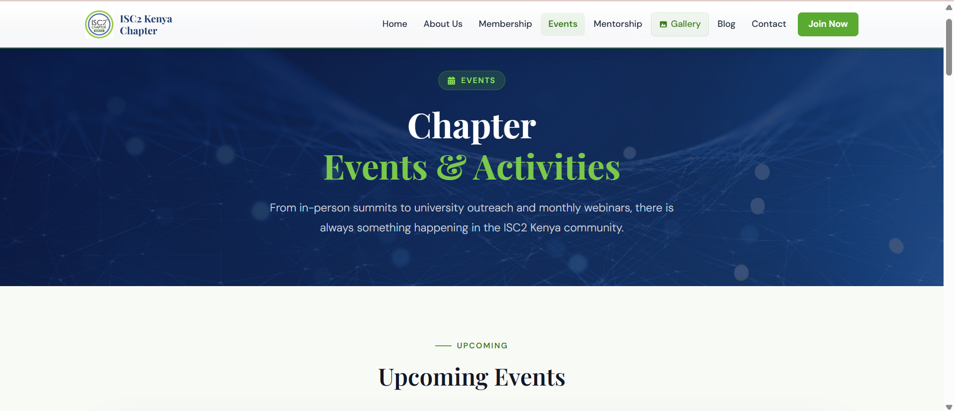 ISC2 Kenya Chapter - Professional Chapter Website built by DevNovaTech Nairobi Kenya