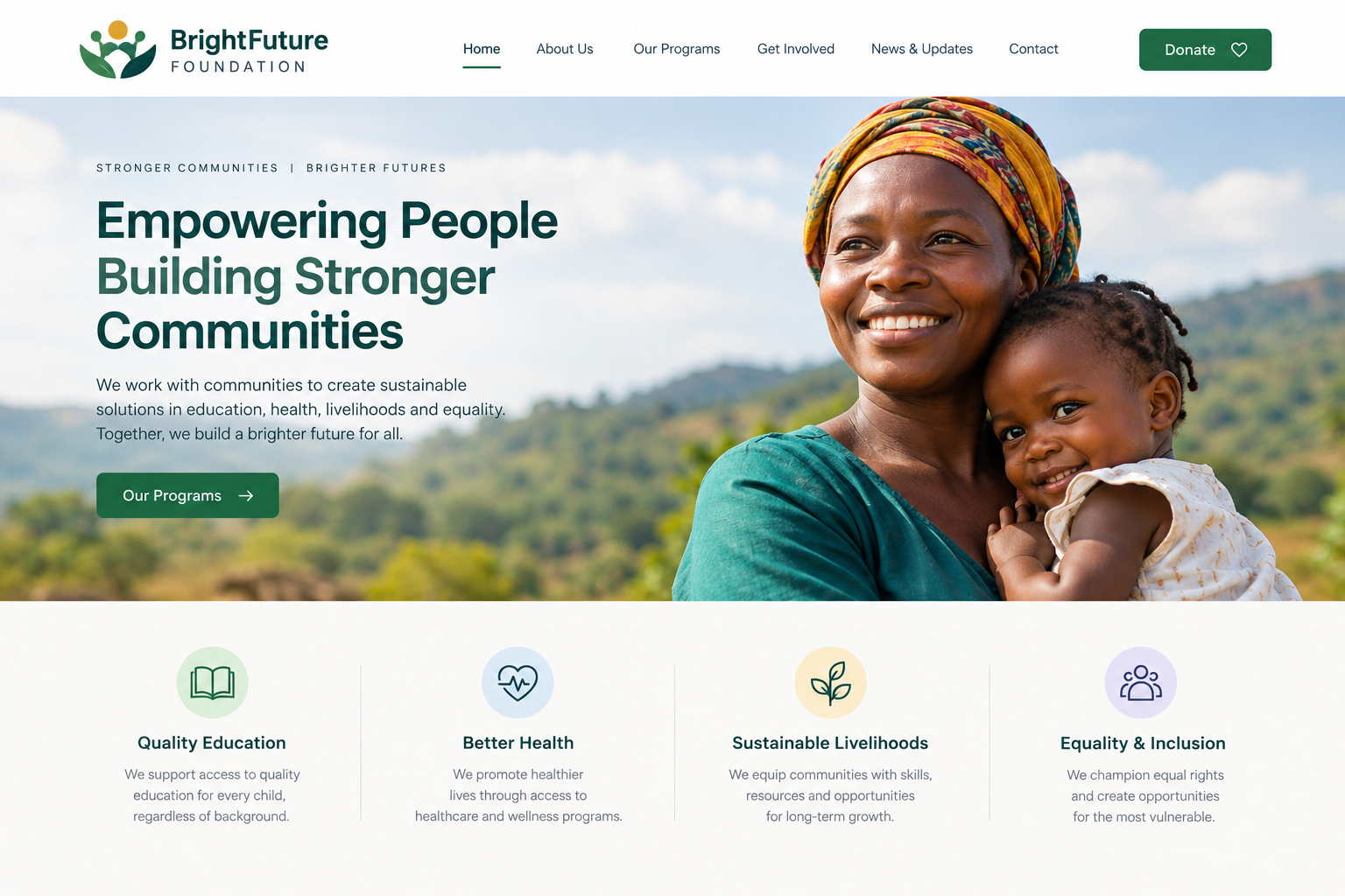 NGO website developers in Kenya showing a mobile friendly NGO website with projects, impact stories and online donations