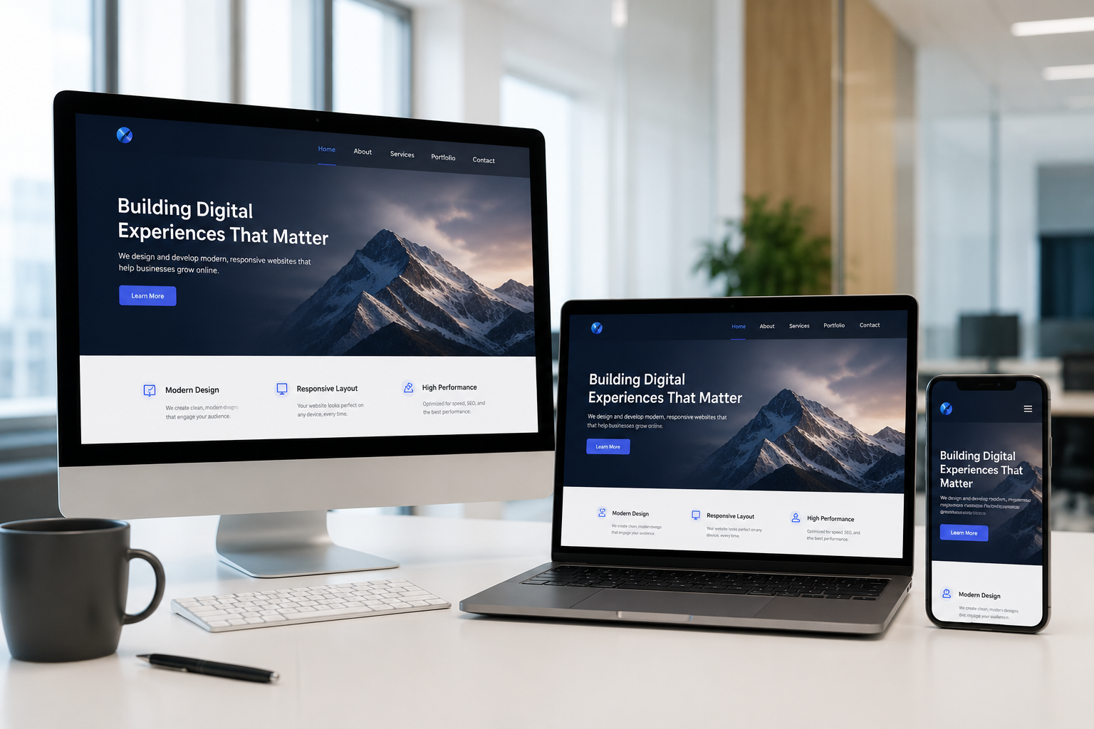 Responsive website design Kenya mockup shown on desktop and mobile screens for a Nairobi business, developed by DevNovaTech